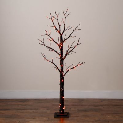 5' Pre-Lit Artificial Halloween Twig Tree with 360 Orange & Purple LED Lights