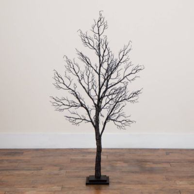4' Pre-Lit Halloween Minimalist Twig Artificial Fall Tree with 160 Orange & Purple LED Lights