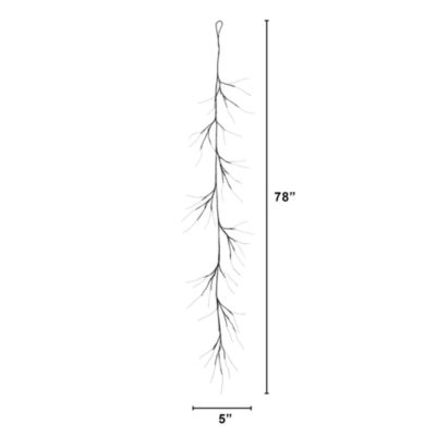 6.5&#39; Pre-Lit Artificial Halloween Black Twig Garland with 48 Purple LED Lights