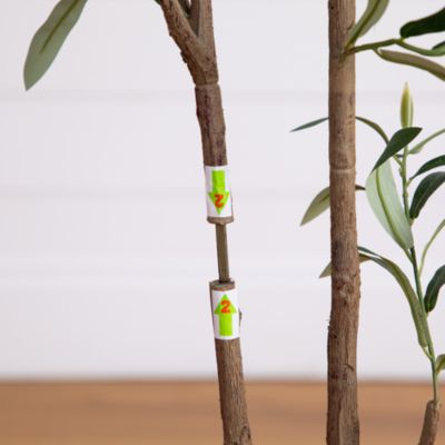 5&#39; Artificial Minimalist Olive Tree in White Decorative Planter