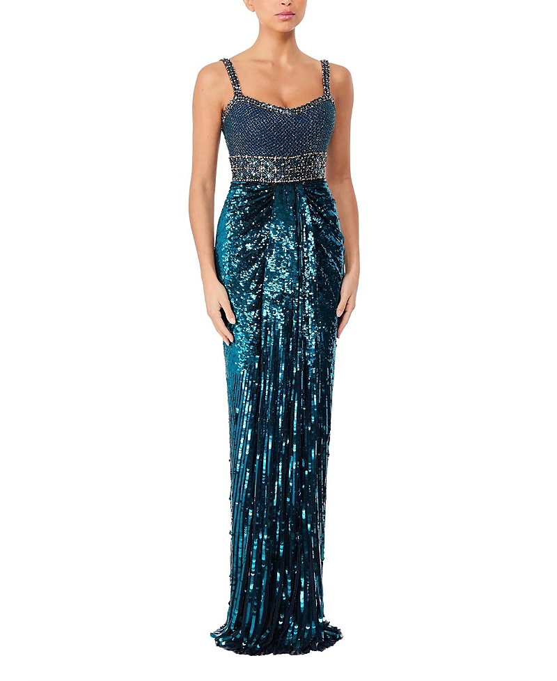 Jenny Packham Only You Embellished Draped Maxi Dress