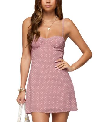 Polka Dot Cupped Chiffon Mini Dress