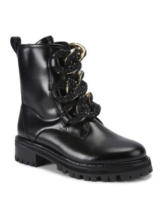 Women's Crystal Chain Combat Boots