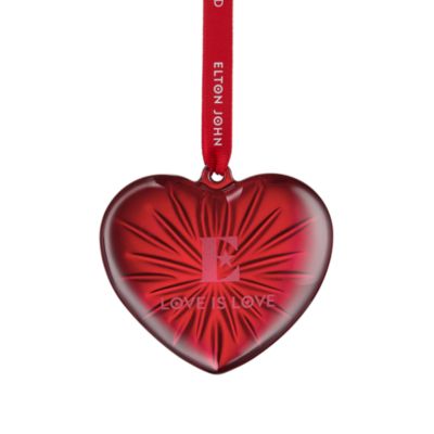 Elton John AIDS Foundation Crystal Red Heart Ornament