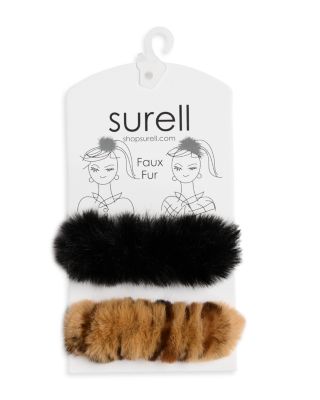 Faux Fur Scrunchies, Set of 2