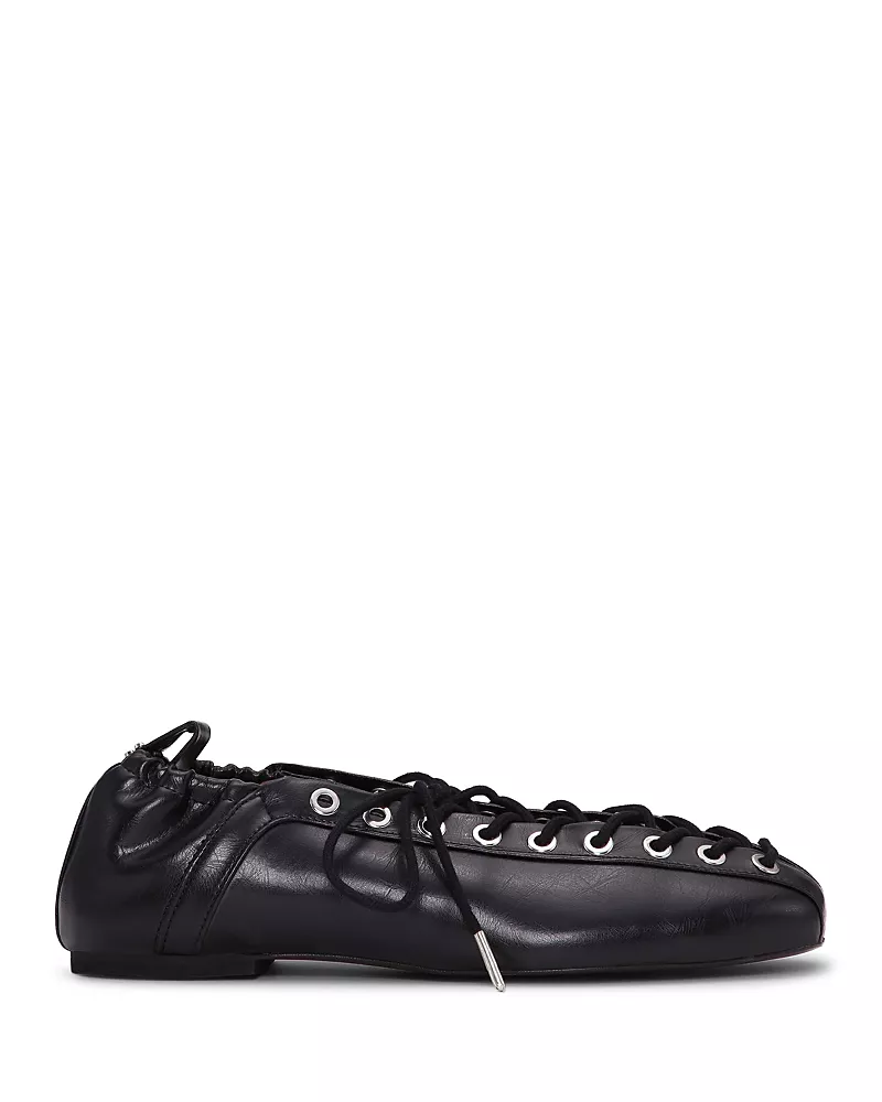 Ganni Women's Eyelets Lace Up Ballet Flats
