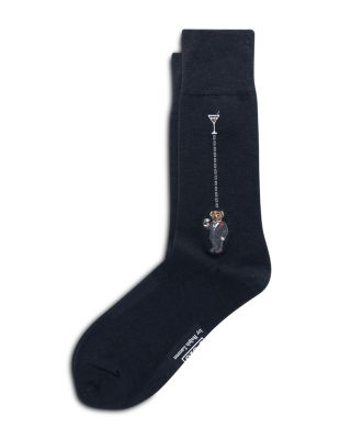 Martini Bear Embroidered Slack Socks