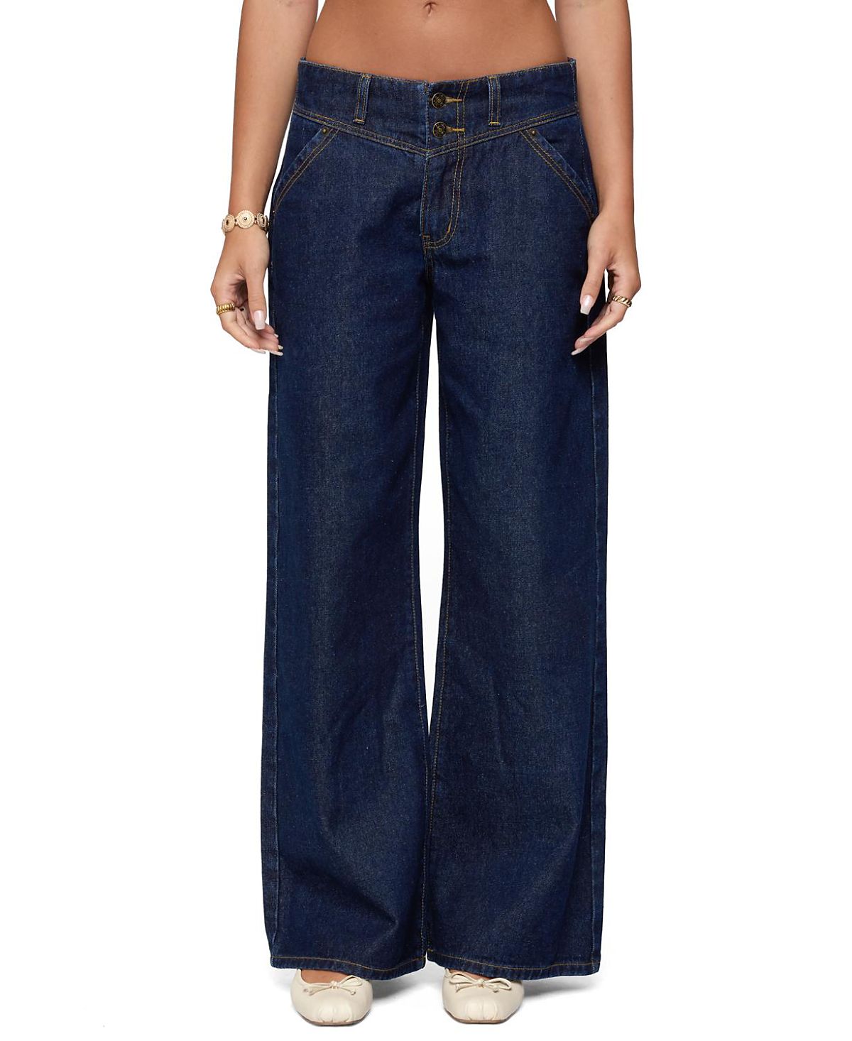 Edikted Meredith Low Rise Dark Rinse Wash Jeans