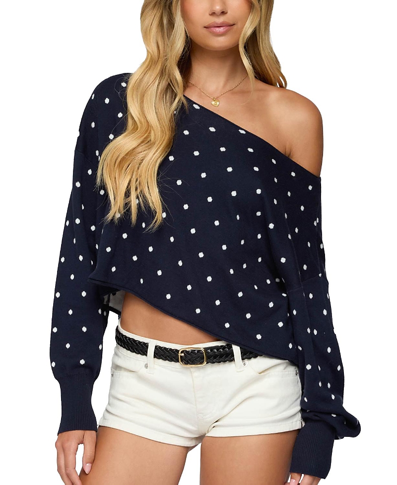 Edikted Oversized Off Shoulder Polka Dot Sweater