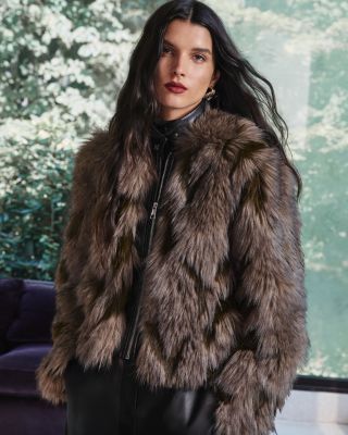 Lillet Faux Fur Patchwork Bomber Jacket