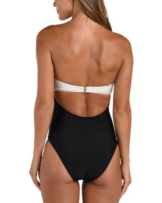 Emilia Solids Color Block Bandeau One Piece Swimsuit
