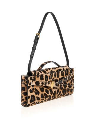 Dash Leopard Print Calf Hair Clutch
