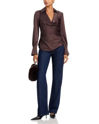 Symone Satin Long Sleeve Cowlneck Top