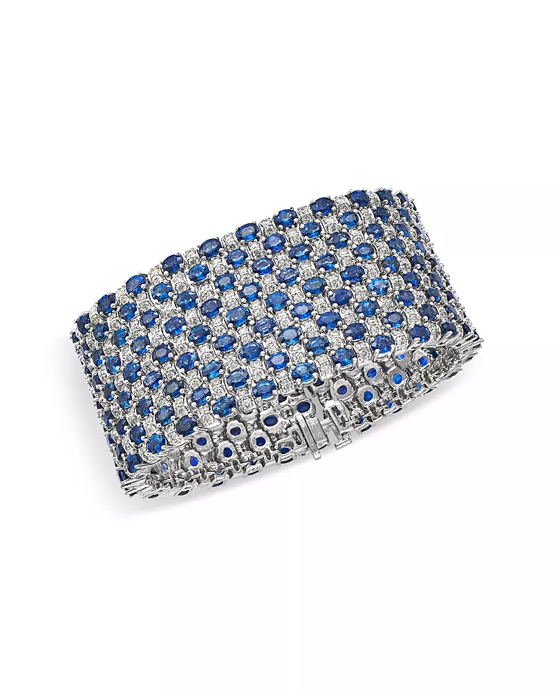 Bloomingdale's Fine Collection Sapphire & Diamond Multi Row Bracelet in 14K White Gold