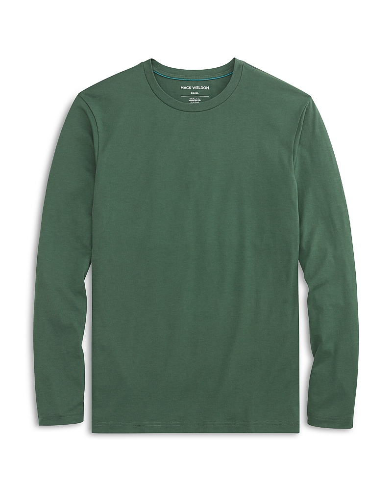 Mack Weldon Long Sleeve Pima Crewneck Tee In Green