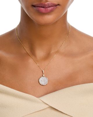 Diamond Disc Pendant Necklace in 14K Yellow Gold, 1.3 tcw