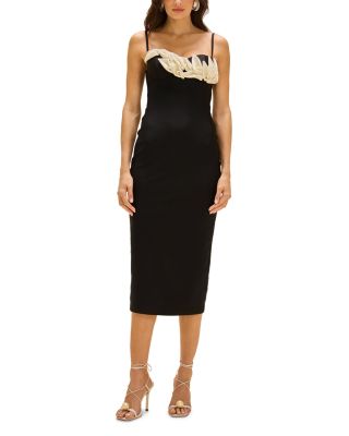 Selene Flower Appliqu&eacute; Mesh Midi Dress