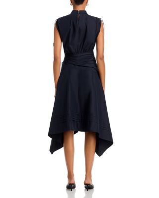 Ruched Handkerchief Hem Dress