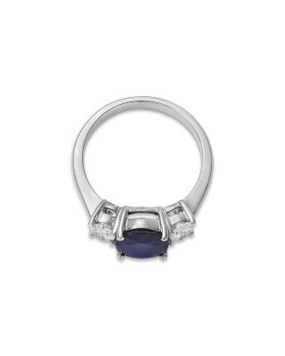 Sapphire and Diamond 3-Stone Ring in 14K White Gold&nbsp;- Exclusive