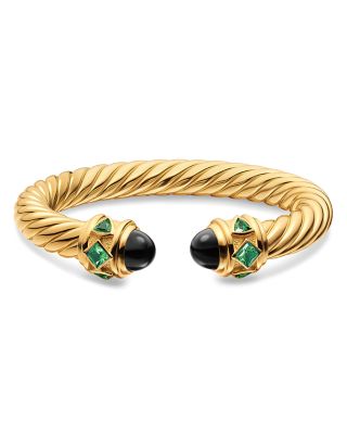 Renaissance&reg; Cablespira&reg; Bracelet in 18K Yellow Gold with Black Onyx and Tsavorite, 9mm