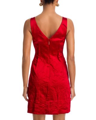 Crushed Satin V Neck Dress