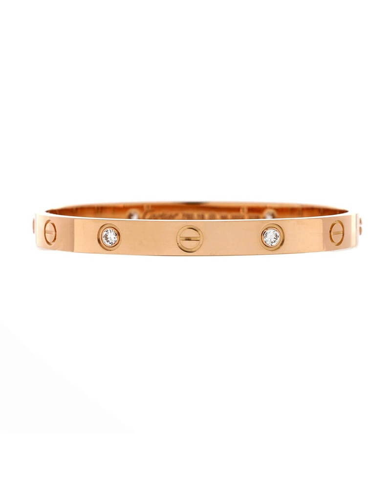 Pre-Owned Cartier Love 4 Diamond Bracelet 18K Rose Gold with Diamonds