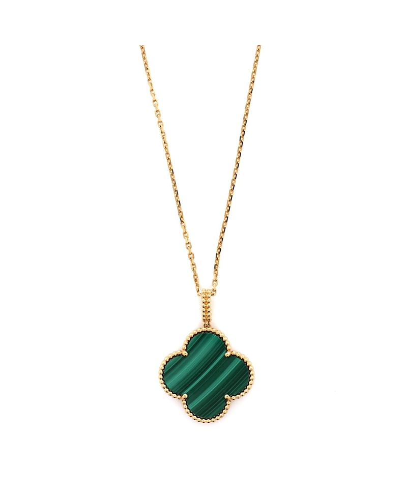 PRE-OWNED VAN CLEEF & ARPELS Pre-owned  Van Cleef & Arpels Magic Alhambra Pendant Necklace 18k Gold And Malachite, 32.5 - 35.5"