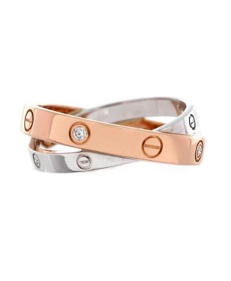  Love 6 Diamonds Double Ring 18K Rose Gold and 18K White Gold with Diamonds