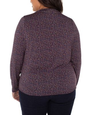 Shirred Long Sleeve Mock Neck Top