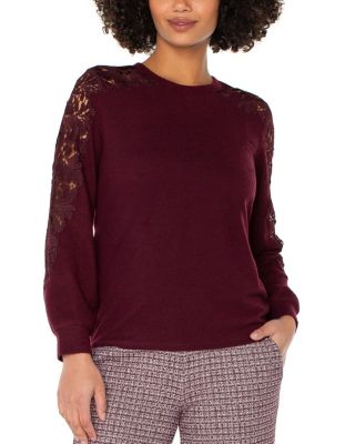 Lace Trim Crewneck Sweater
