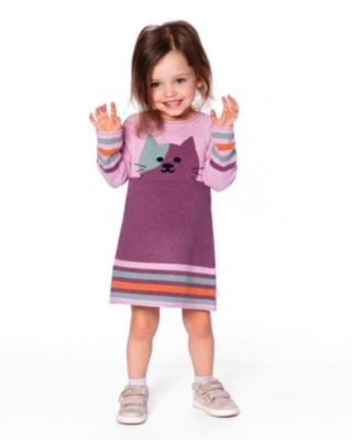  Girls' Knitted Dress with Cat - Baby