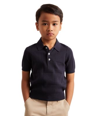 Boys' Short Sleeved Half Press Stud Stitch Detail Polo - Little Kid, Big Kid