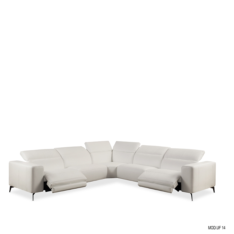 Chateau D'ax Chateau X'ax Nacosto Motion Leather Sectional Sofa In White