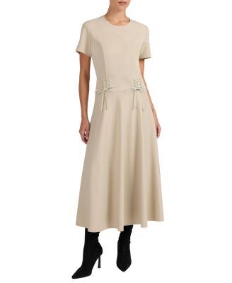 Octavia Short Sleeve Dress with Leather Lacing Detail