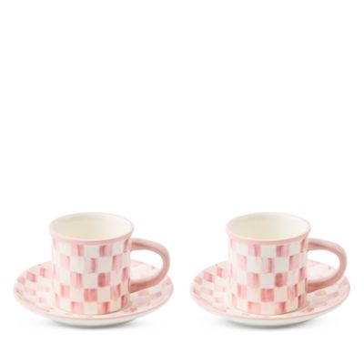 Courtly Flower Market Stoneware Espresso Cup & Saucer, Set of 2
