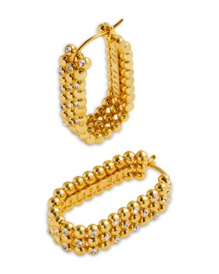 Crystal & Bead Oval Hoop Earrings