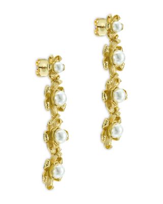 Imitation Pearl Daisy Linear Drop Earrings