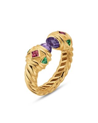 Renaissance&reg; Color Ring in 18K Yellow Gold with Amethyst, Pink Tourmaline and Tsavorites, 9.9mm