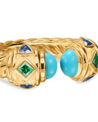 Renaissance&reg; Color Ring in 18K Yellow Gold with Turquoise, Tsavorite and Tanzanite, 9.9mm