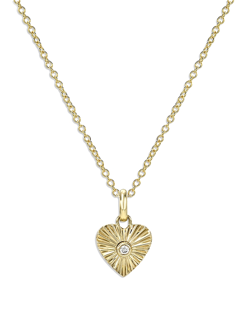 Zoe Lev 14k Yellow Gold Diamond Bezel One Love Heart Pendant Necklace, 16-18 In Gold