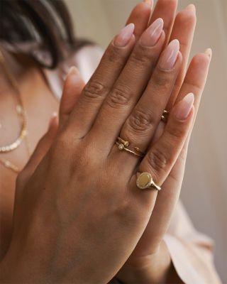 14K Yellow Gold Diamond Bezel Wire Stack Ring