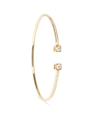 18K Yellow Gold Le Cube Diamant Diamond Wire Cuff Bracelet