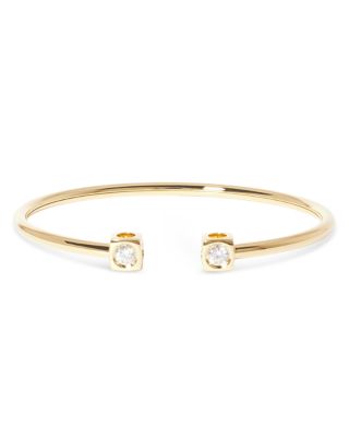 Dinh Van 18K Yellow Gold Le Cube Diamant Diamond Wire Cuff Bracelet