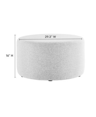 Callum Large 29" Round Woven Heathered Fabric Upholstered Ottoman