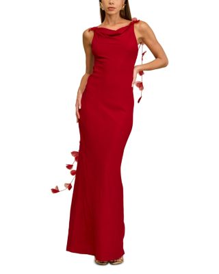 Nymeria 3D Floral Open Back Gown