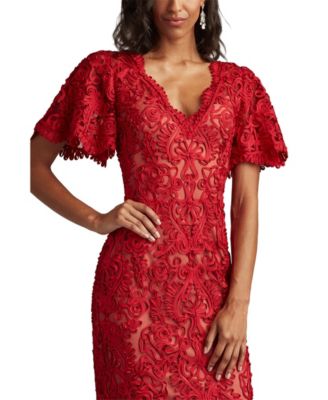 Arnett Embroidered Flutter Sleeve Dress