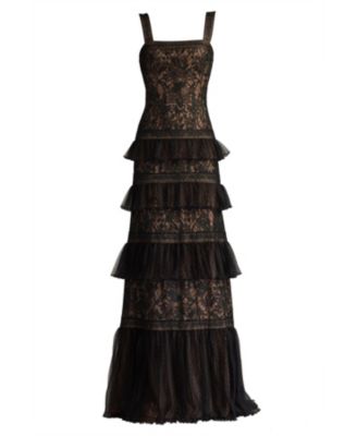 Ruva Tiered Ruffle Embroidered Gown