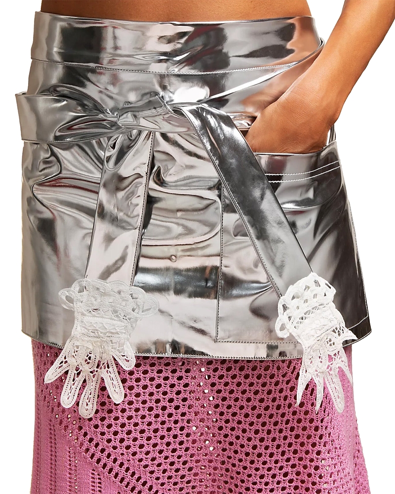 Gohar World Gohar Mini Lace Hands Apron In Silver