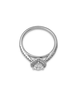 Certified Diamond Pear & Round Halo Ring in 18K White Gold, 0.88 tcw