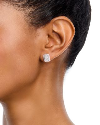 Luxe Collection Certified Lab Grown Diamond Radiant Stud Earrings in 14K White Gold, 1.95 tcw